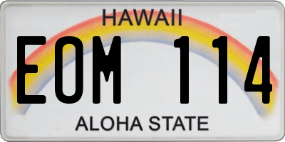 HI license plate EOM114