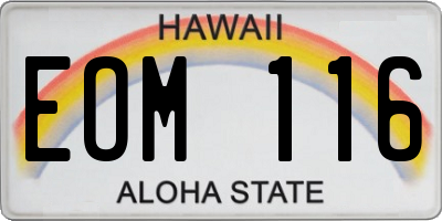HI license plate EOM116