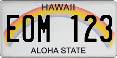 HI license plate EOM123