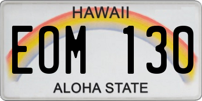 HI license plate EOM130