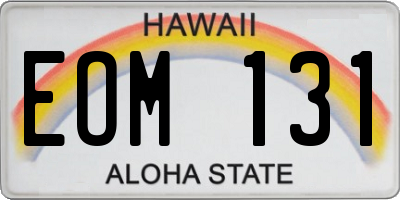 HI license plate EOM131