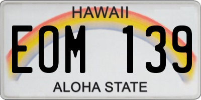 HI license plate EOM139