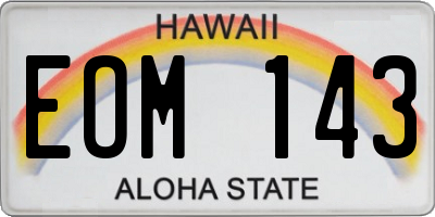 HI license plate EOM143