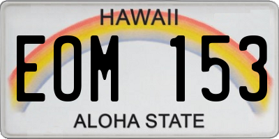 HI license plate EOM153