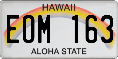 HI license plate EOM163
