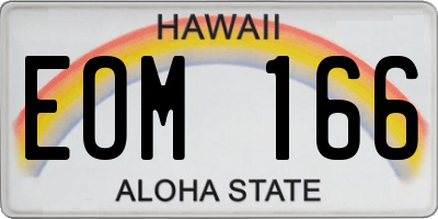 HI license plate EOM166