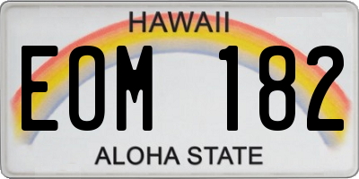HI license plate EOM182