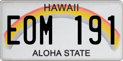 HI license plate EOM191