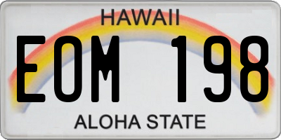 HI license plate EOM198