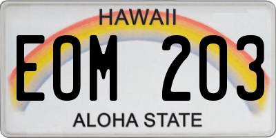 HI license plate EOM203
