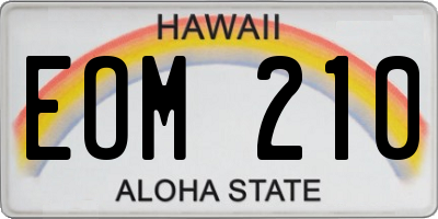 HI license plate EOM210
