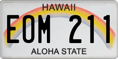 HI license plate EOM211