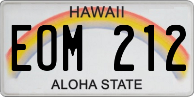 HI license plate EOM212