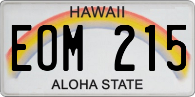 HI license plate EOM215