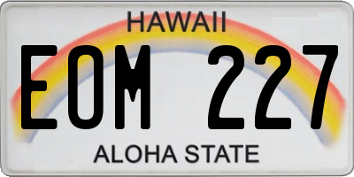 HI license plate EOM227