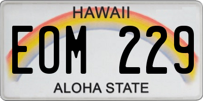 HI license plate EOM229