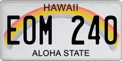 HI license plate EOM240