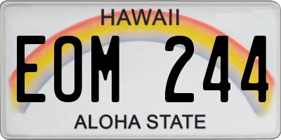 HI license plate EOM244