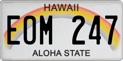 HI license plate EOM247