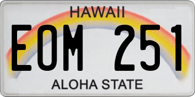 HI license plate EOM251