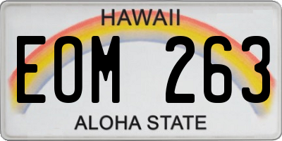 HI license plate EOM263