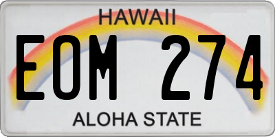 HI license plate EOM274
