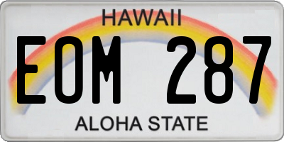 HI license plate EOM287