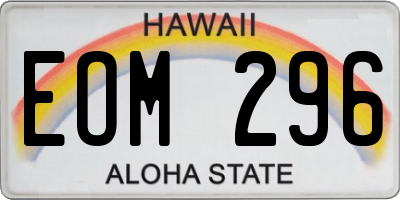 HI license plate EOM296