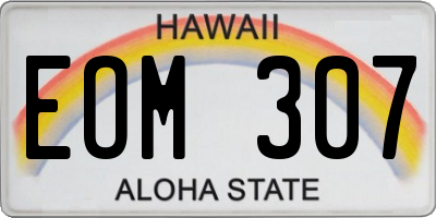HI license plate EOM307