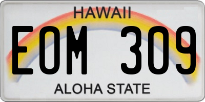 HI license plate EOM309