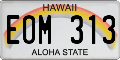 HI license plate EOM313