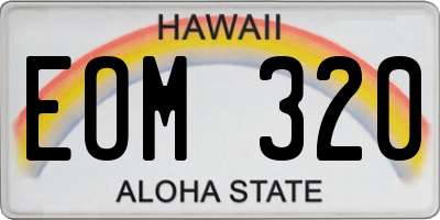 HI license plate EOM320