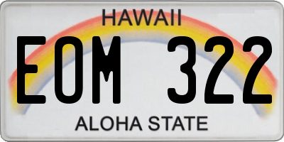 HI license plate EOM322