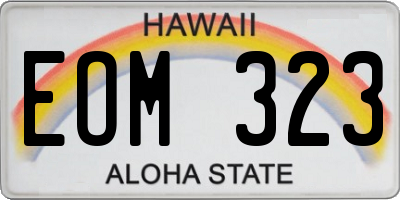 HI license plate EOM323