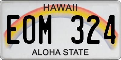 HI license plate EOM324