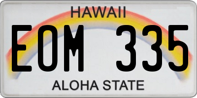 HI license plate EOM335