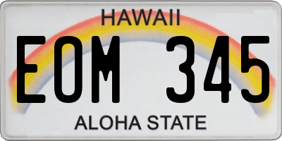 HI license plate EOM345