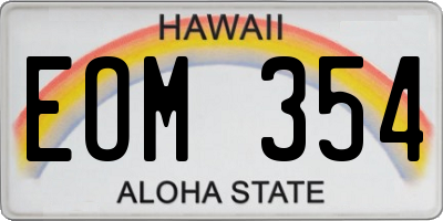 HI license plate EOM354