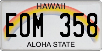 HI license plate EOM358