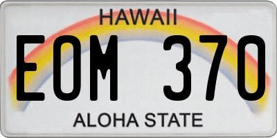 HI license plate EOM370