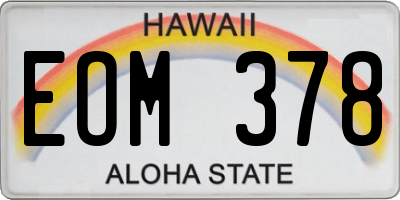 HI license plate EOM378
