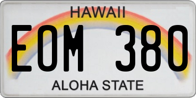 HI license plate EOM380