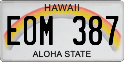 HI license plate EOM387