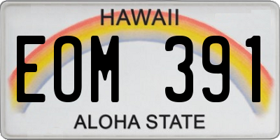 HI license plate EOM391