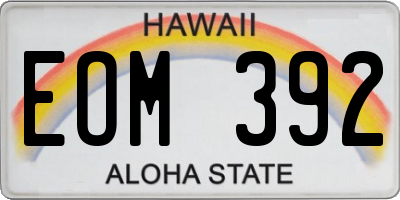 HI license plate EOM392