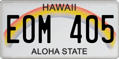 HI license plate EOM405