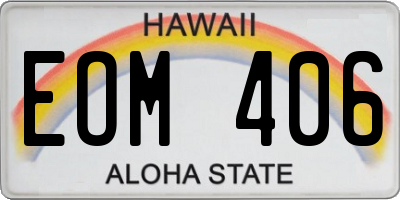HI license plate EOM406