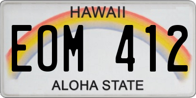 HI license plate EOM412