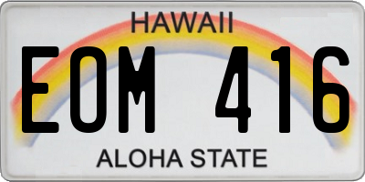 HI license plate EOM416