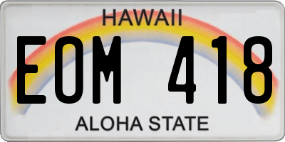 HI license plate EOM418